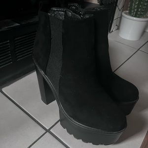 nastygal suede platform bootie